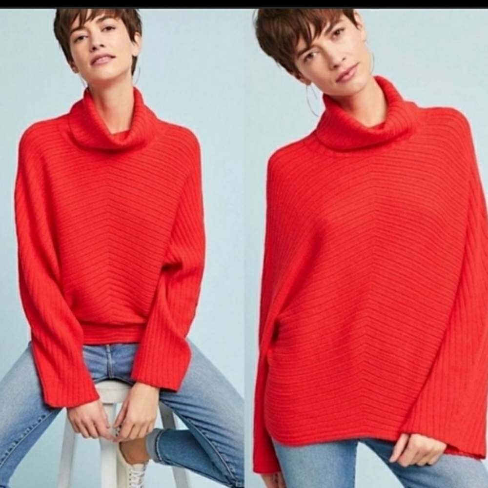 Moth by Anthropologie red dolman ribbed sweater L